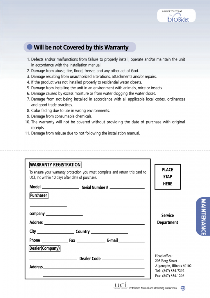 Sample Warranty