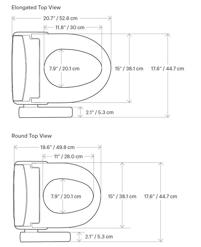 Swash Thinline T22 Luxury Bidet Dimensions