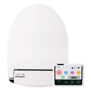 A picture of the Infinity Eaze z3 bidet seat and remote control