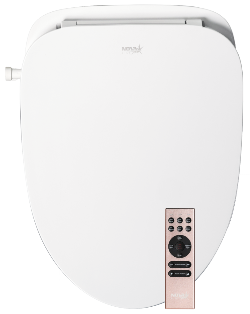 Photo of the Eco NOVA Bidet Seat and wireless remote control