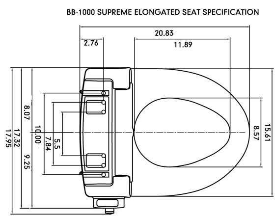 Bio Bidet Supreme bb-1000 Elongated Measurement