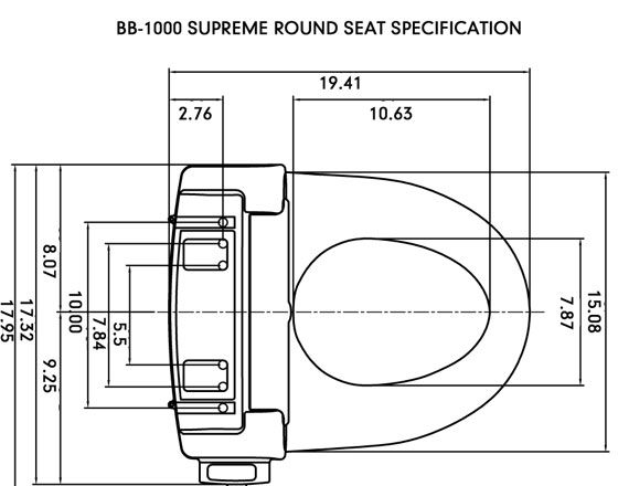 Bio Bidet Supreme bb-1000 Round Measurement