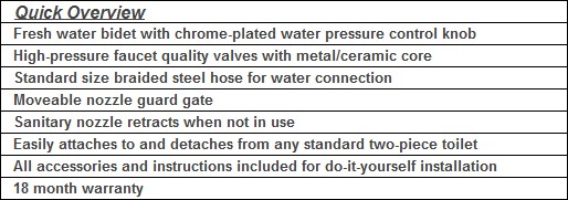 luxe-bidet-neo-110 Overview luxe-bidet-neo-110 Overview