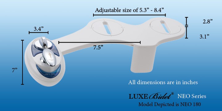 Luxe Bidet Neo-250 Size Photo Luxe Bidet Neo-250 Size Photo